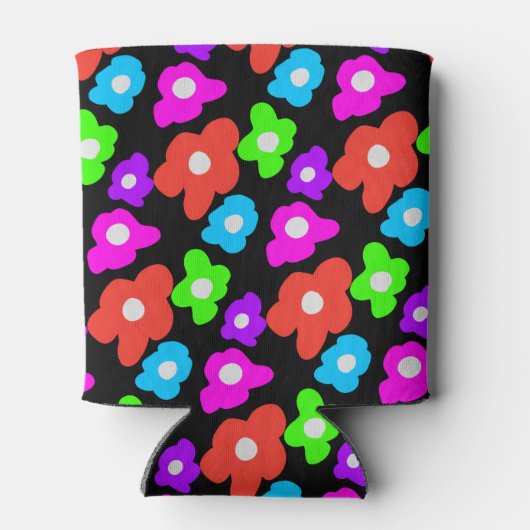 Retro Black Rainbow Stolz Blume Muster Dosenkühler (Rückseite)