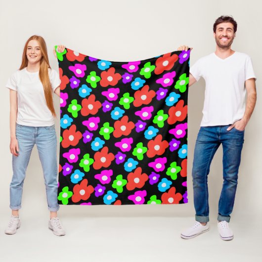 Retro Black Rainbow Stolz Blume Muster Fleecedecke (Beispiel)