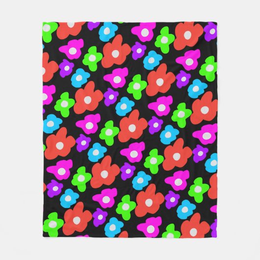 Retro Black Rainbow Stolz Blume Muster Fleecedecke (Vorderseite)