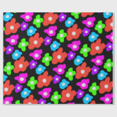Retro Black Rainbow Stolz Blume Muster Geschenkpapier (Flach)