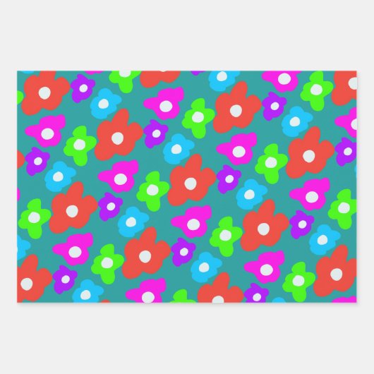 Retro Black Rainbow Stolz Blume Muster Geschenkpapier Set (Vorderseite 3)