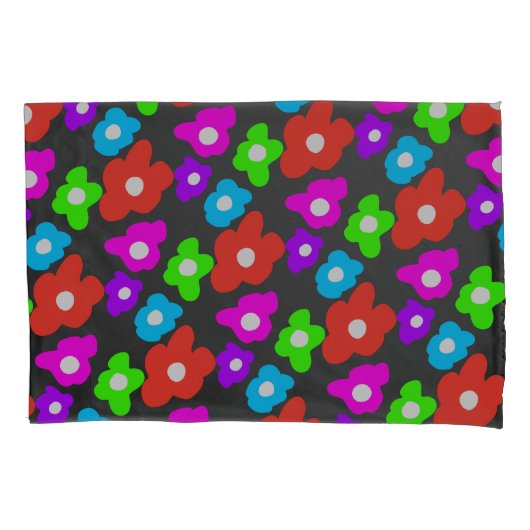 Retro Black Rainbow Stolz Blume Muster Kissenbezug (Vorderseite)