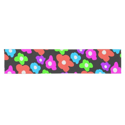 Retro Black Rainbow Stolz Blume Muster Kurzer Tischläufer (Horizontal)