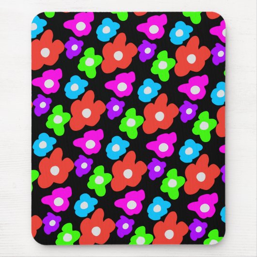 Retro Black Rainbow Stolz Blume Muster Mousepad (Vorne)