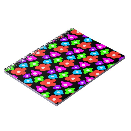 Retro Black Rainbow Stolz Blume Muster Notizblock (Linke Seite)
