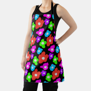 Retro Black Rainbow Stolz Blume Muster Schürze