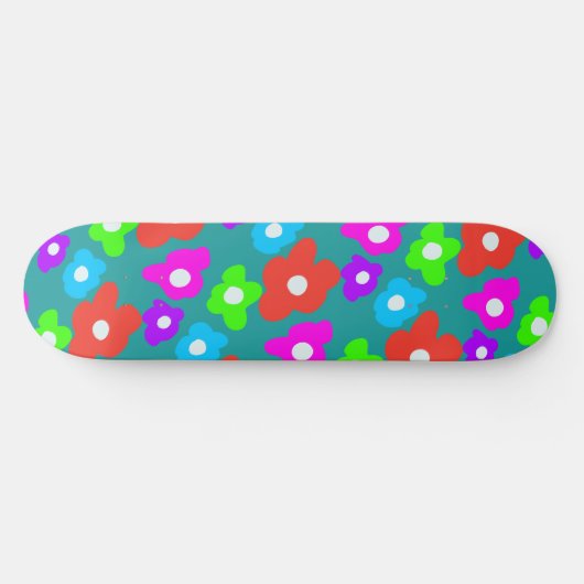 Retro Black Rainbow Stolz Blume Muster Skateboard (Horizontal)