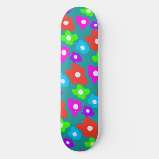 Retro Black Rainbow Stolz Blume Muster Skateboard (Vorderseite)