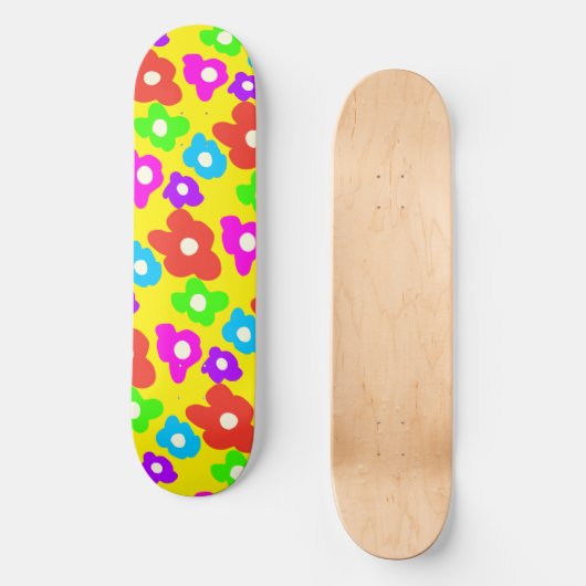Retro Black Rainbow Stolz Blume Muster Skateboard (Vorderseite)