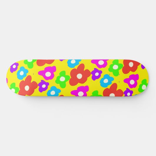 Retro Black Rainbow Stolz Blume Muster Skateboard (Horizontal)