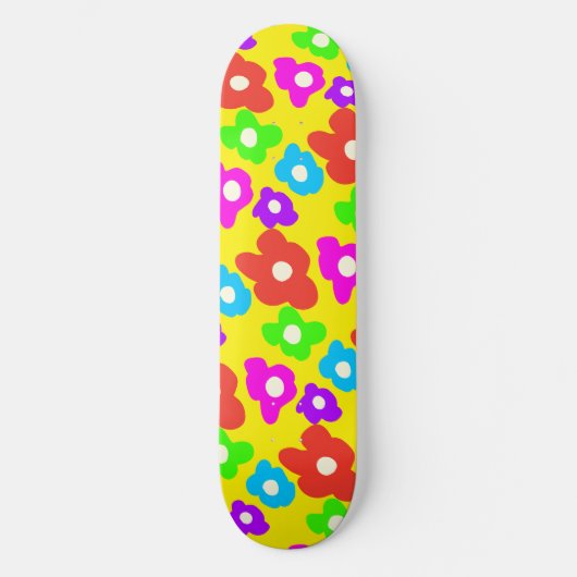 Retro Black Rainbow Stolz Blume Muster Skateboard (Vorderseite)