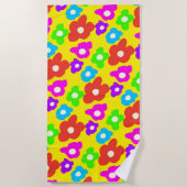 Retro Black Rainbow Stolz Blume Muster Strandtuch (Vorderseite)