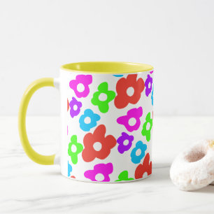Retro Black Rainbow Stolz Blume Muster Tasse