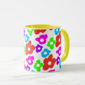 Retro Black Rainbow Stolz Blume Muster Tasse (VorderseiteRechts)