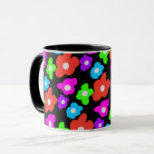 Retro Black Rainbow Stolz Blume Muster Tasse (Vorderseite Links)