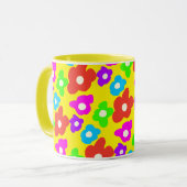 Retro Black Rainbow Stolz Blume Muster Tasse (Vorderseite Links)