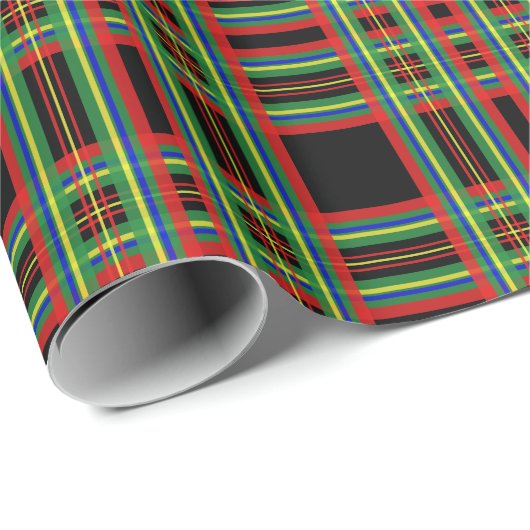 Retro Black Red Kariert Christmas Wrapping Paper Geschenkpapier (Rolleneckpunkt)