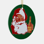 Retro Black Santa Claus mit Bierweihnachtsfest Keramikornament (Rechts)