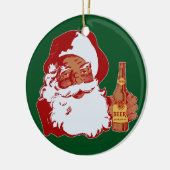 Retro Black Santa Claus mit Bierweihnachtsfest Keramikornament (Links)