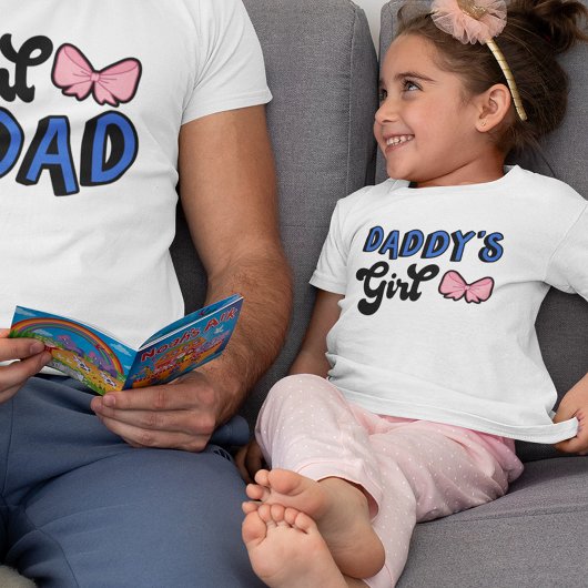 Retro Black Script Pink Bow Daddys Mädchen T-Shirt