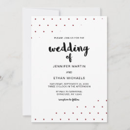 Retro Black Script Red Dots Einladung