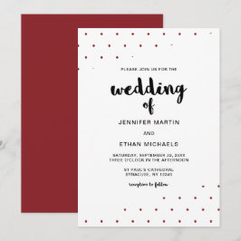 Retro Black Script Red Dots Einladung