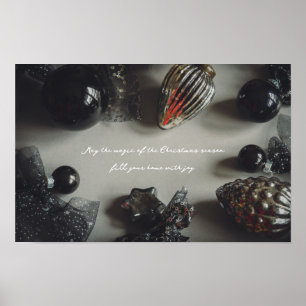Retro Black Silver Weihnachtsdekorationen Poster