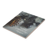 Retro Black Silver Weihnachtsschmuck mit Ribbon Fliese (Seite)