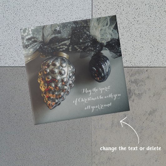 Retro Black Silver Weihnachtsschmuck mit Ribbon Fliese