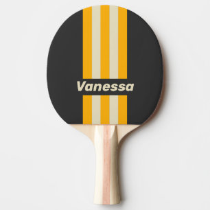 Retro Black Sun Pin Streifen mit Namen Tischtennis Schläger