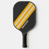 Retro Black Sun Stripes mit Namen Pickleball Schläger (Vorderseite)