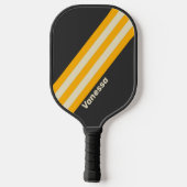 Retro Black Sun Stripes mit Namen Pickleball Schläger (Rückseite)