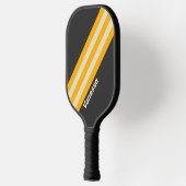 Retro Black Sun Stripes mit Namen Pickleball Schläger (Links)
