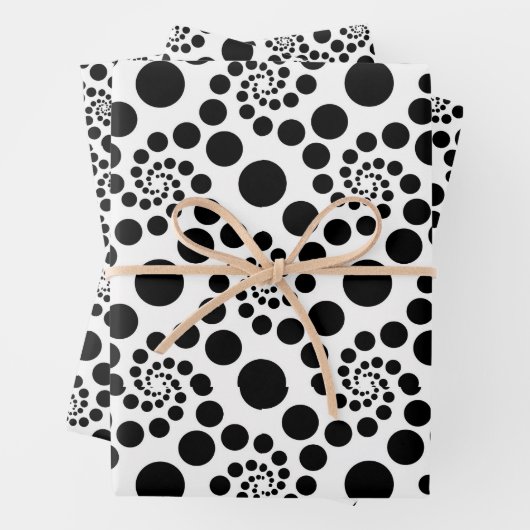 Retro Black Swirl Dot Pattern Thema Geschenkpapier Set (Beispiel)