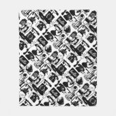 Retro Black Telefone Muster Fleecedecke (Vorderseite)