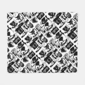 Retro Black Telefone Muster Fleecedecke (Vorderseite (Horizontal))