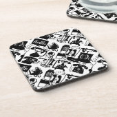 Retro Black Telefone Muster Getränkeuntersetzer (Linke Seite)