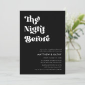 Retro Black The Night Before Probe Dinner Einladung (Stehend Vorderseite)