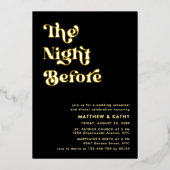 Retro Black Typografy Probe Dinner Gold Folieneinladung (Vorderseite)