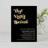 Retro Black Typografy Probe Dinner Gold Folieneinladung (Stehend vorne)