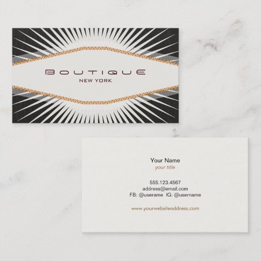 Retro Black und White Diamond Plaque Visitenkarte (Vorne/Hinten)