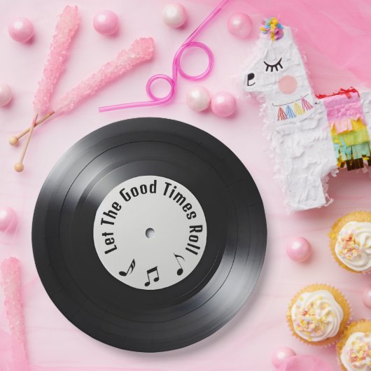 Retro Black Vinyl LP Record Pappteller (Party)