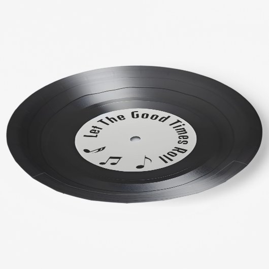 Retro Black Vinyl LP Record Pappteller (Schrägansicht)