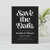 Retro Black Wedding Save the Date (Stehend Vorderseite)