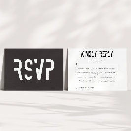 Retro Black & White 70er Empfang Wedding RSVP Karte