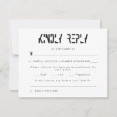 Retro Black & White 70er Empfang Wedding RSVP Karte (Vorderseite)