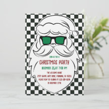 Retro Black White Checkered Santa Claus Christmas