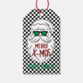 Retro Black White Checkered Santa Claus Christmas Geschenkanhänger (Vorderseite)