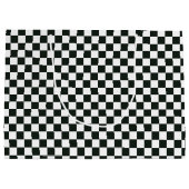 Retro Black White Checkered Santa Claus Christmas  Große Geschenktüte (Rückseite)