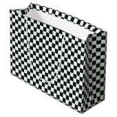 Retro Black White Checkered Santa Claus Christmas  Große Geschenktüte (Rückseite Schrägansicht)